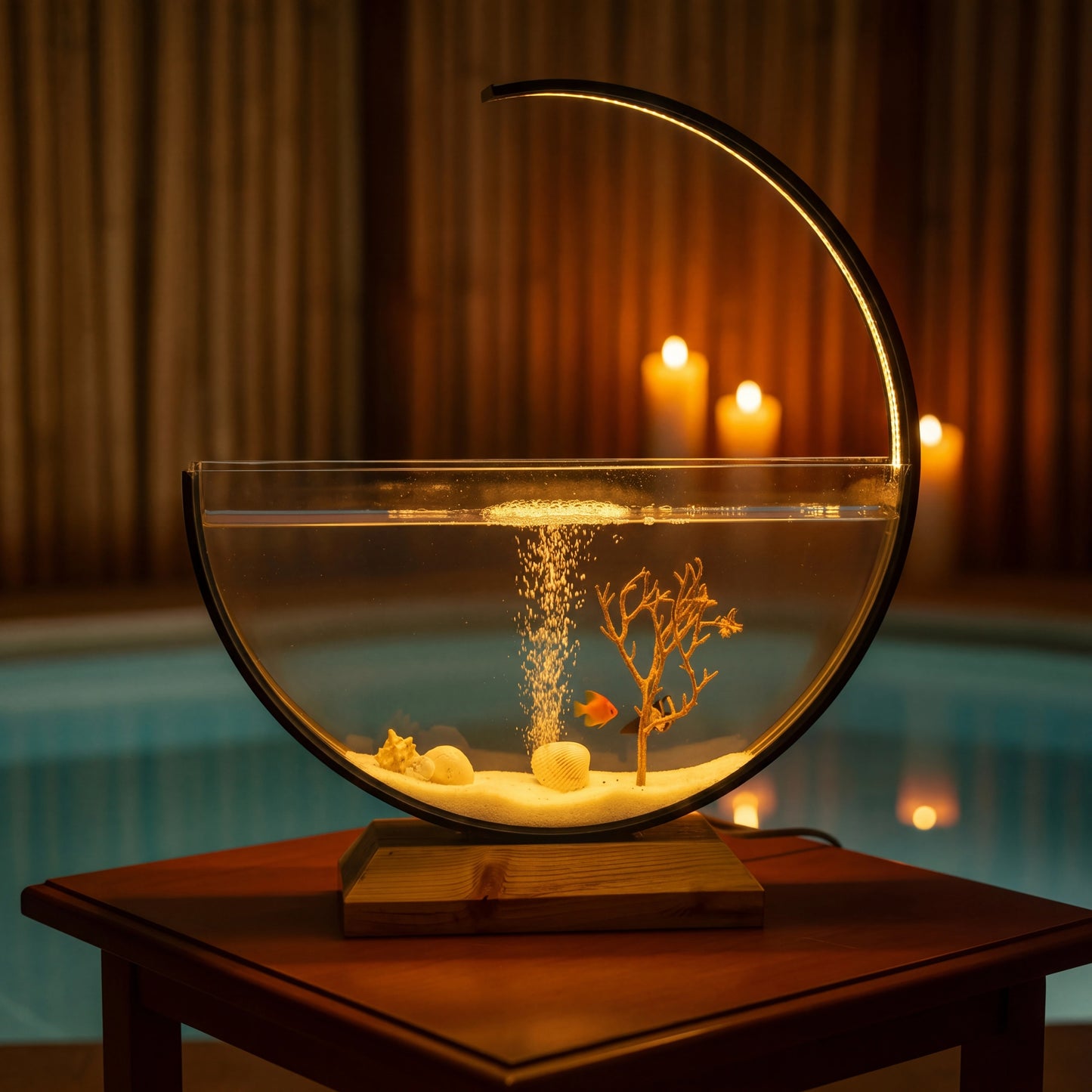 Modern Design Aquarium – LED Illuminated 20 inches.