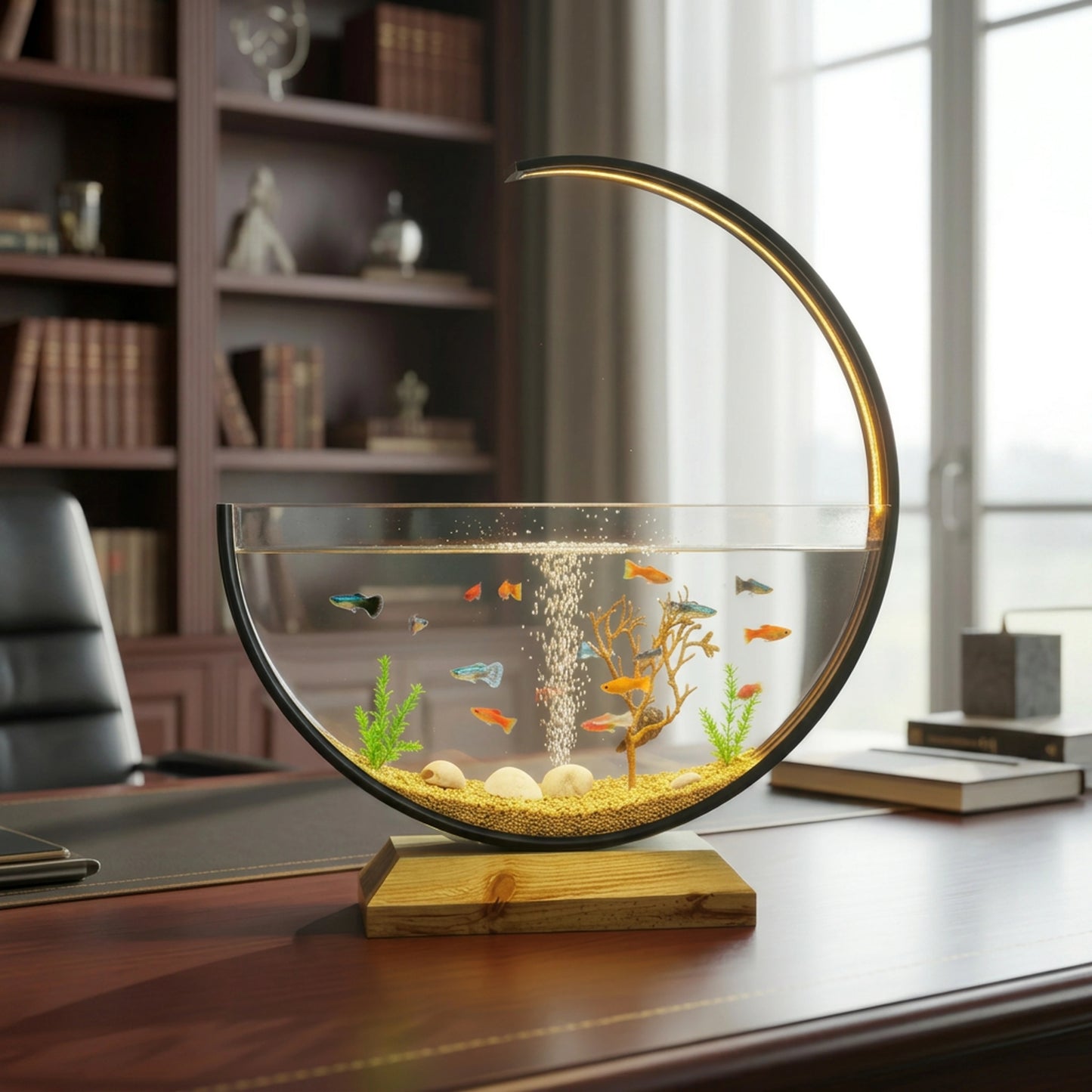 Modern Design Aquarium – LED Illuminated 20 inches.